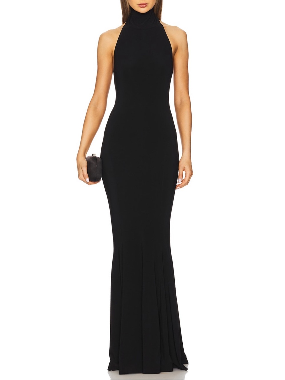 Norma Kamali Black Halter-Neck Maxi Gown Evening Dress XS